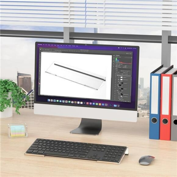 Ergonomic acrylic keyboard stand riser desktop tray holder office desk 2 pack - Picture 2 of 7